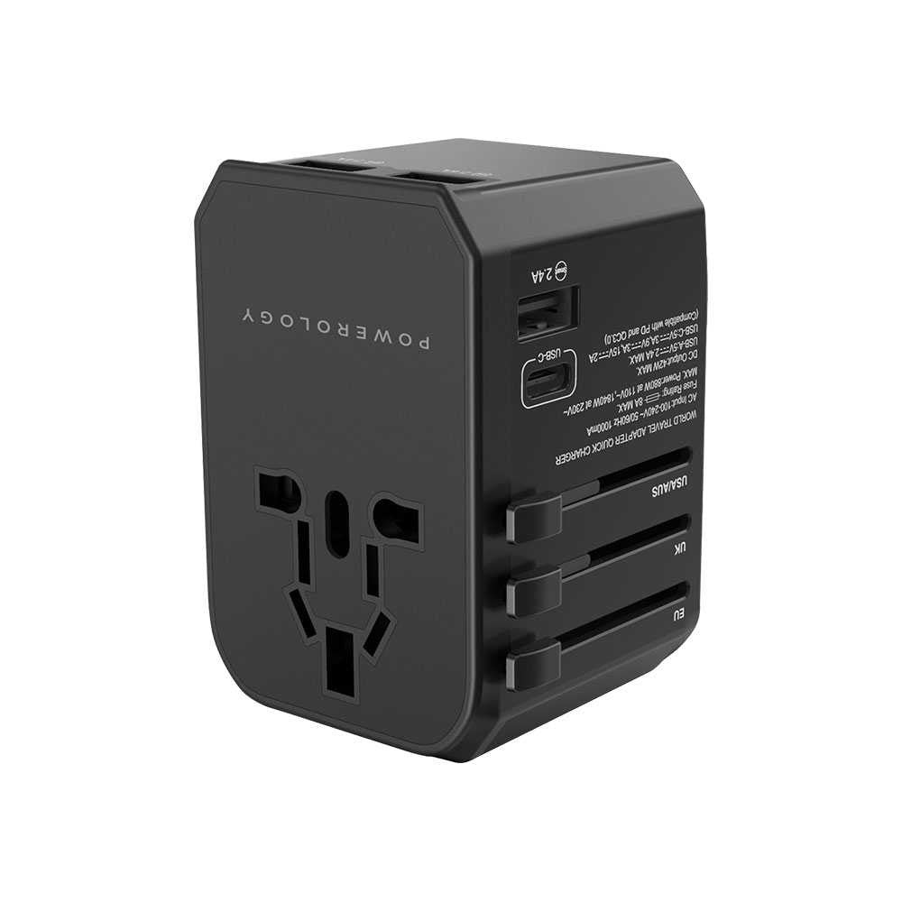 Powerology Universal Charger 45W PD + Triple USB-A 2.4A Ports