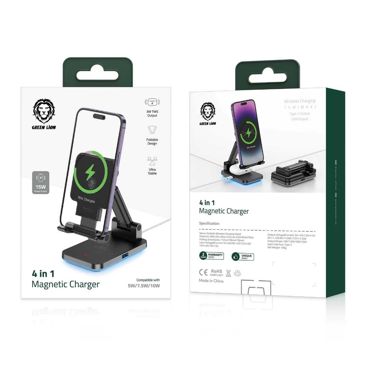 Green Lion 4 In 1 Magnetic Charger (15W Power Output)