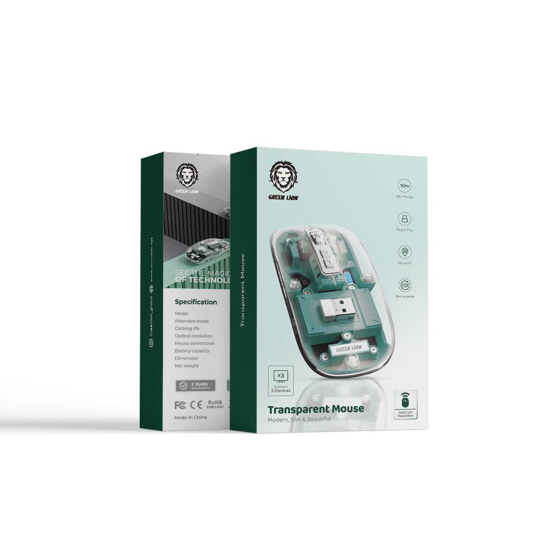 Green Lion Transparent Mouse 2400DPI 400mAh