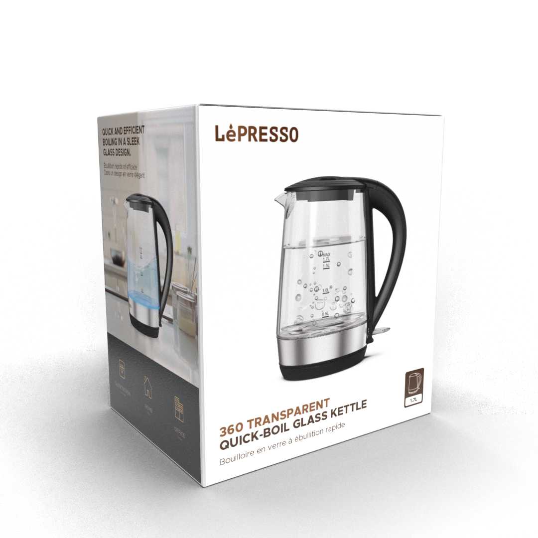 LePresso 360 Transparent Quick-Boil Glass Kettle