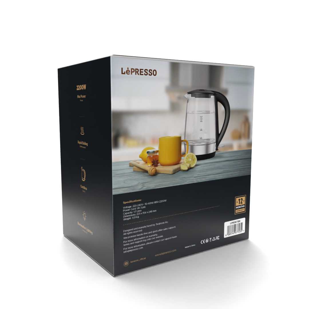 LePresso 360 Transparent Quick-Boil Glass Kettle