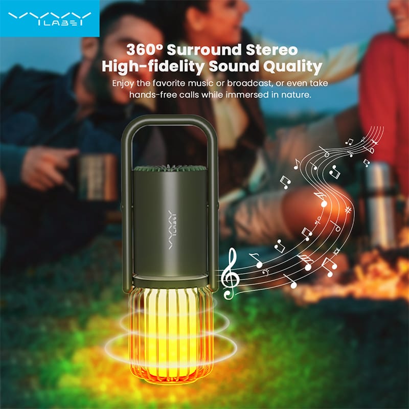 VYVYLABS X1 Outdoor Camping Lantern Flame Atmosphere Light Wireless Bluetooth Speaker With 8000mAh-Battery Power-Bank Multi Functional Travel Tool