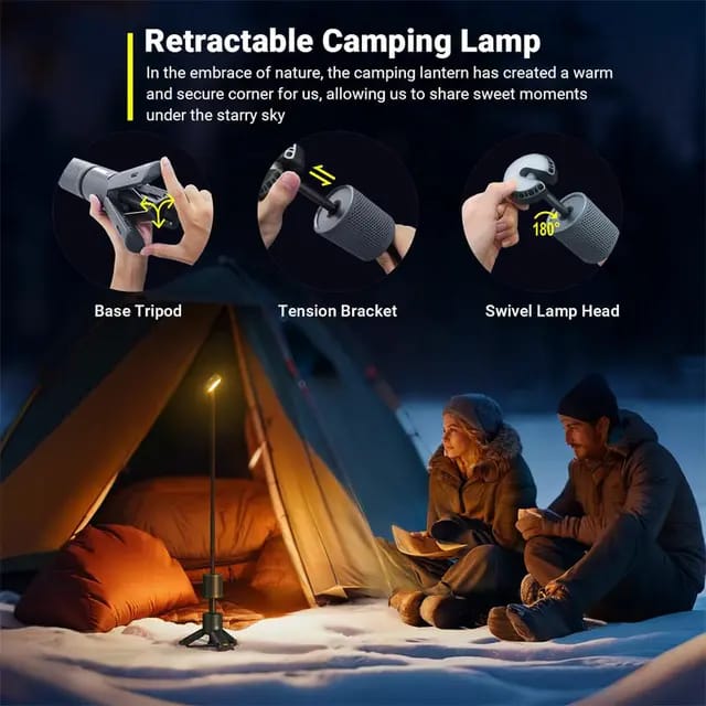 Camping Light Rechargeable Telescopic and Collapsible lantern Light with 32 Bright LED, 10000mAh Built-in Battery, Magnetic Road Light & Flash Light for Adventure, Hiking, Camping tent