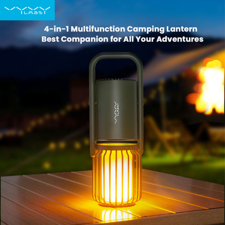 VYVYLABS X1 Outdoor Camping Lantern Flame Atmosphere Light Wireless Bluetooth Speaker With 8000mAh-Battery Power-Bank Multi Functional Travel Tool