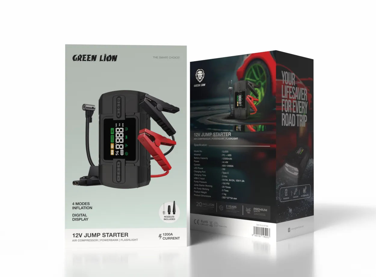 Green Lion 12V Jump Starter 12000 mAh - Black