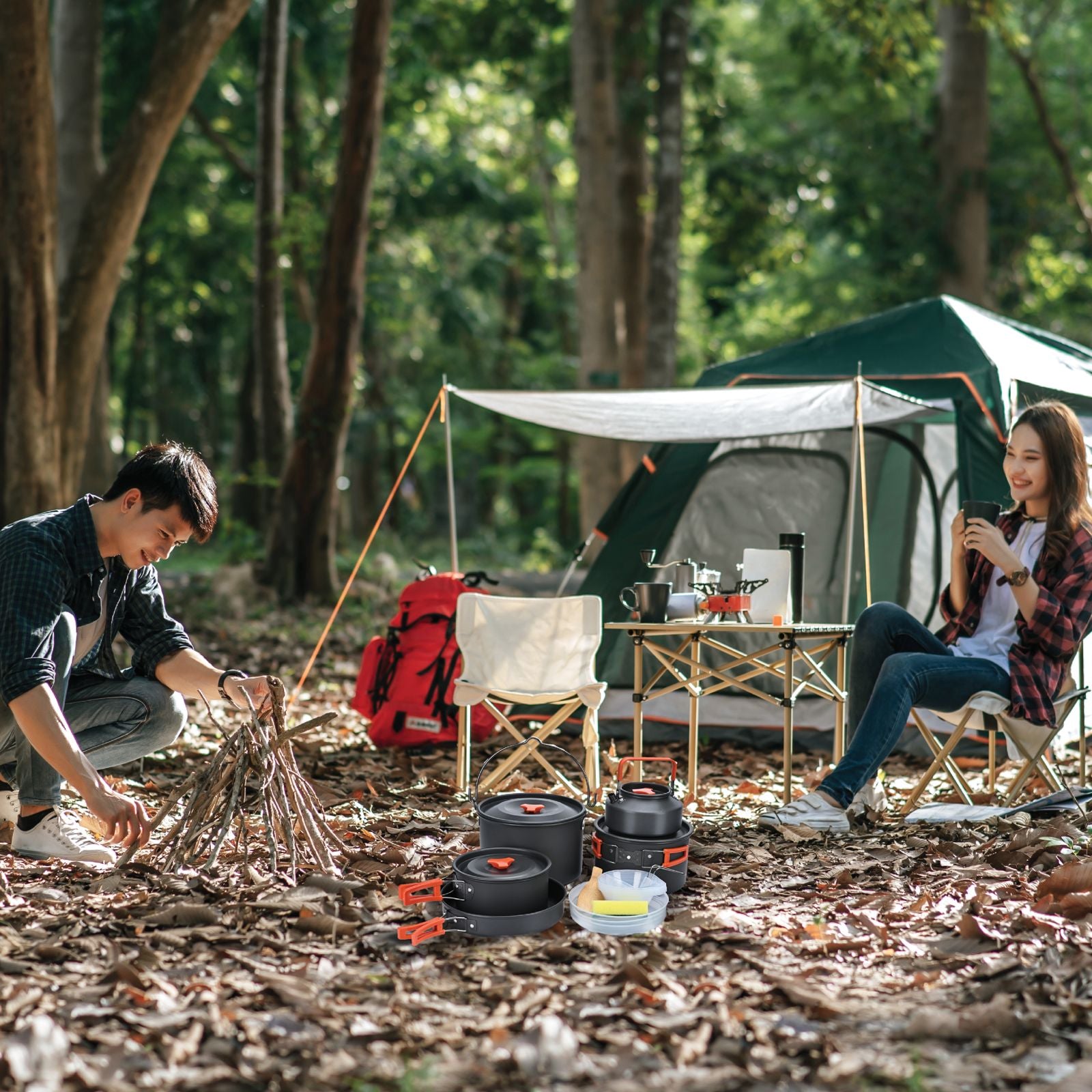 Green Lion Portable Camping Cookware Black/orange