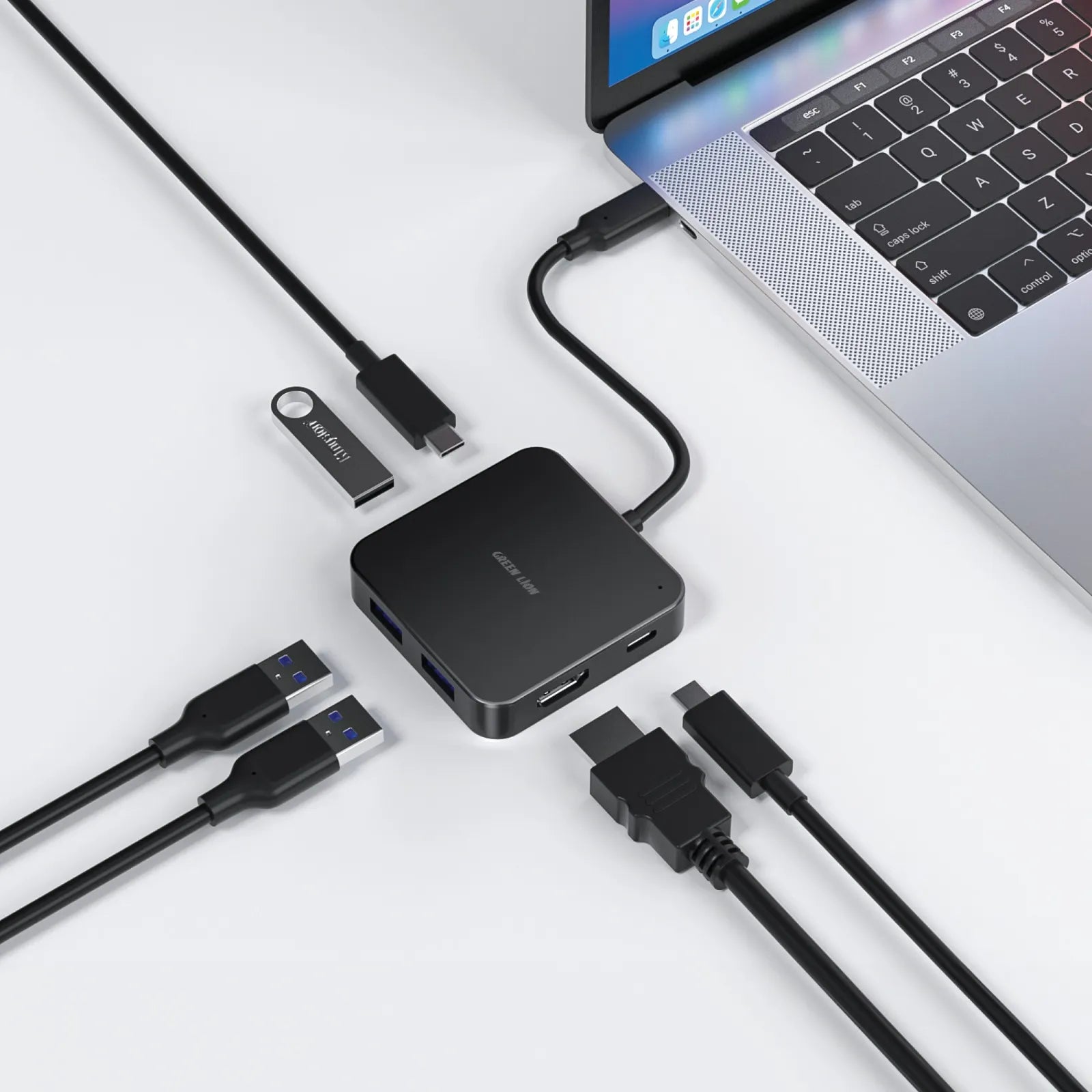 Green Lion GHB-7 7 in 1 USB-C HUB - Black