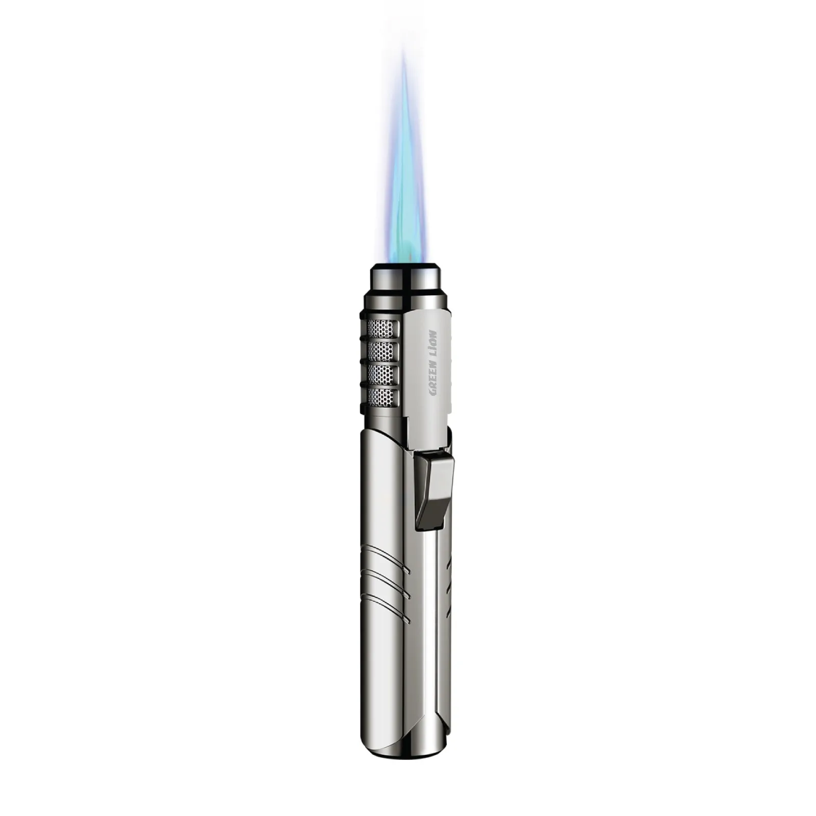 Green Lion Jet Flame Windproof Lighter - Silver