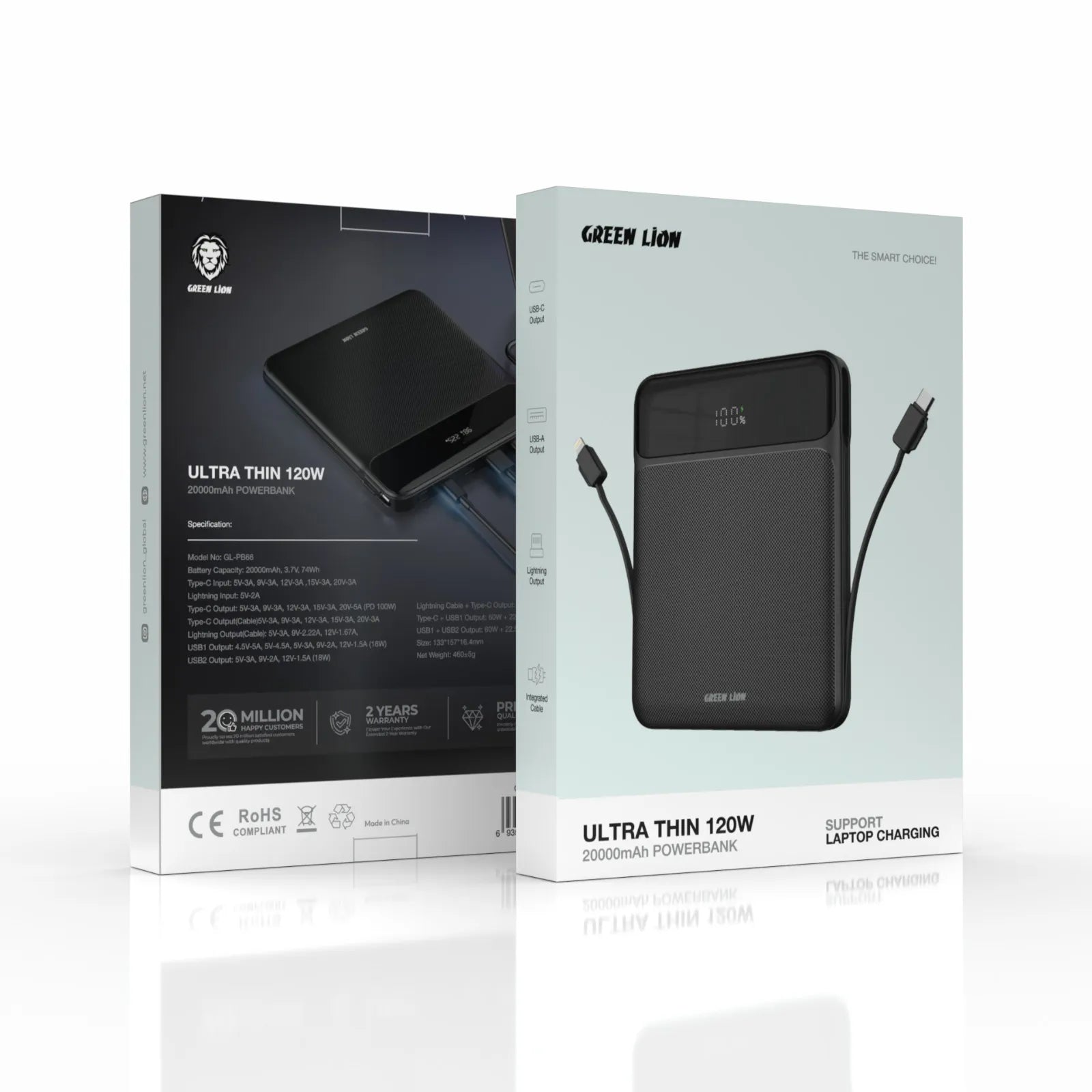 GREEN LION  ULTRA THIN 120W 20000MAH POWER BANK - BLACK