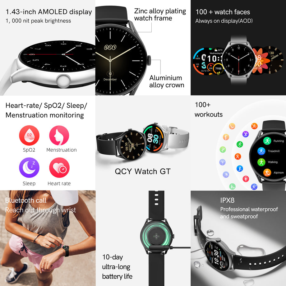 QCY Watch GT Smart Watch With Retina AMOLED HD Display