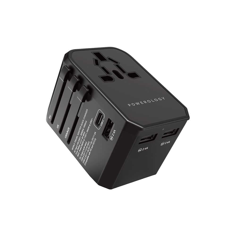 Powerology Universal Charger 45W PD + Triple USB-A 2.4A Ports