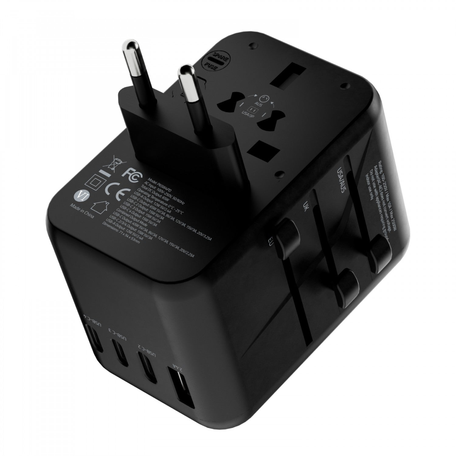 Powerology Universal Multi-Port Travel Adapter