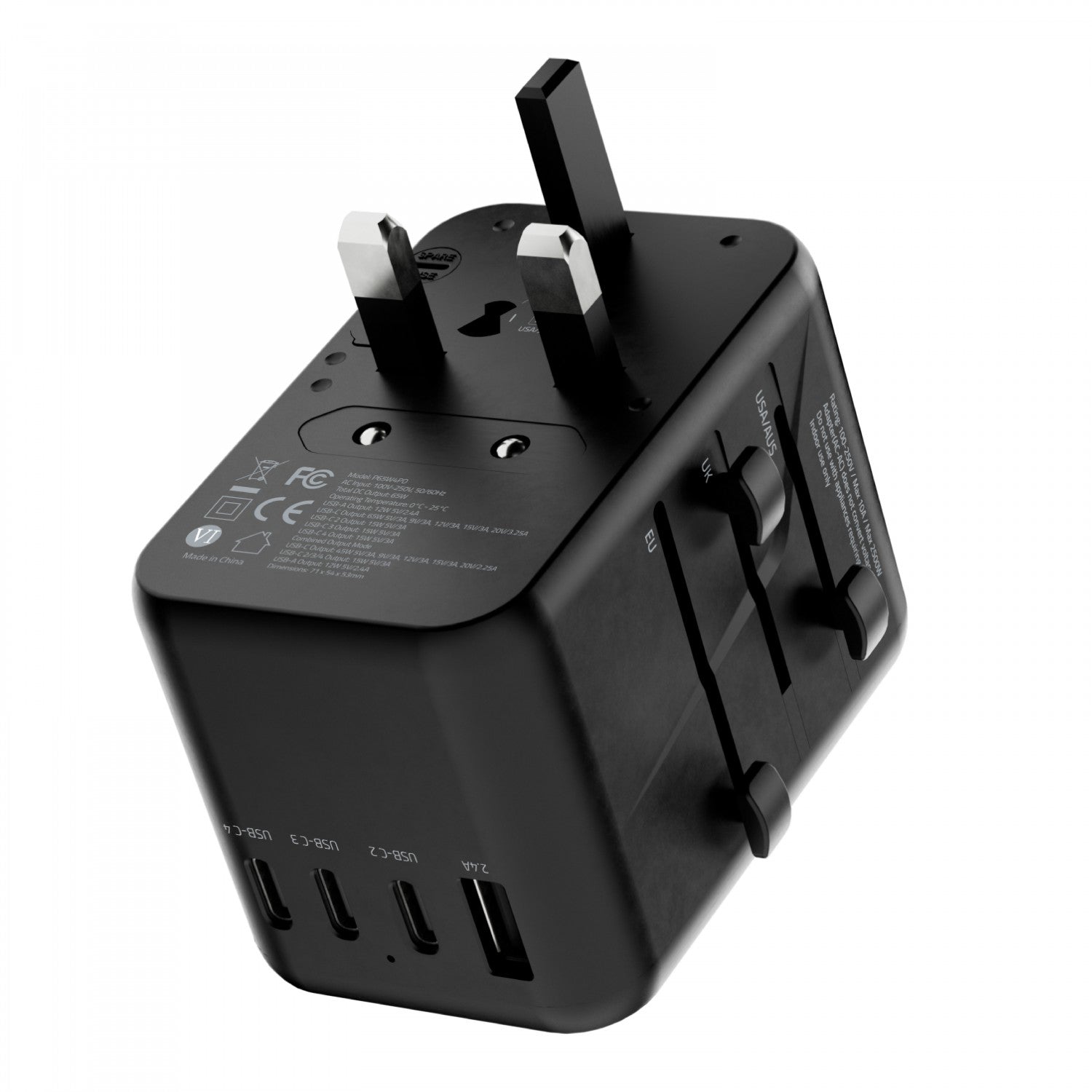 Powerology Universal Multi-Port Travel Adapter