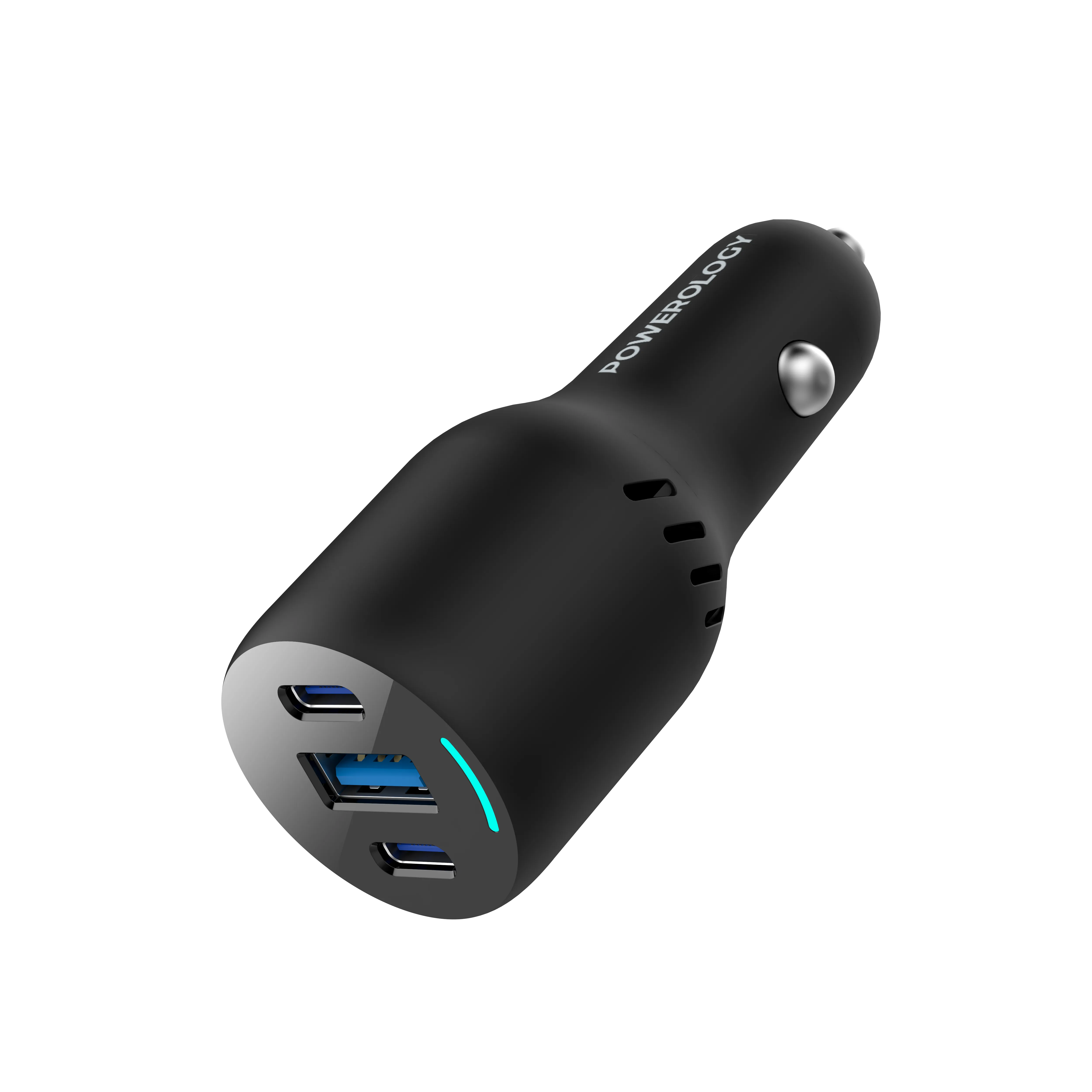 Powerology PD65W + PD20W + QC18W LED Triple Ports Car Charger - Black