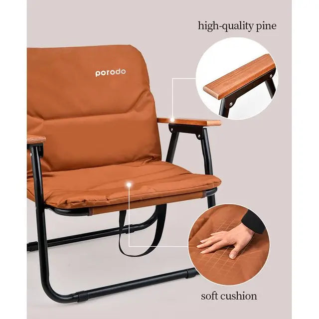 PORODO LIFESTYLE CAMPING FOLDABLE CHAIR - BROWN