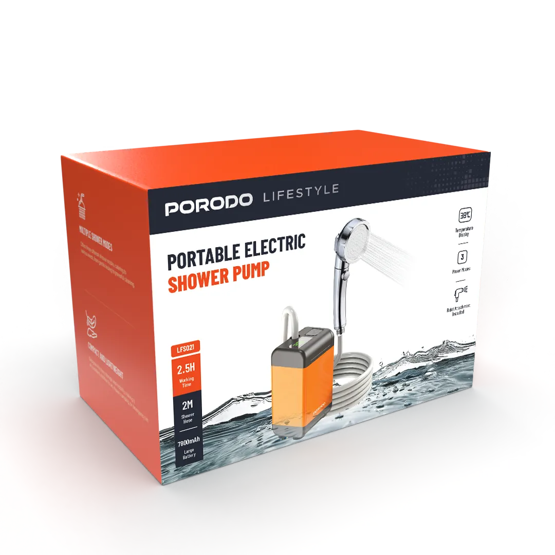 Porodo Lifestyle Portable Electric Shower Pump - Orange