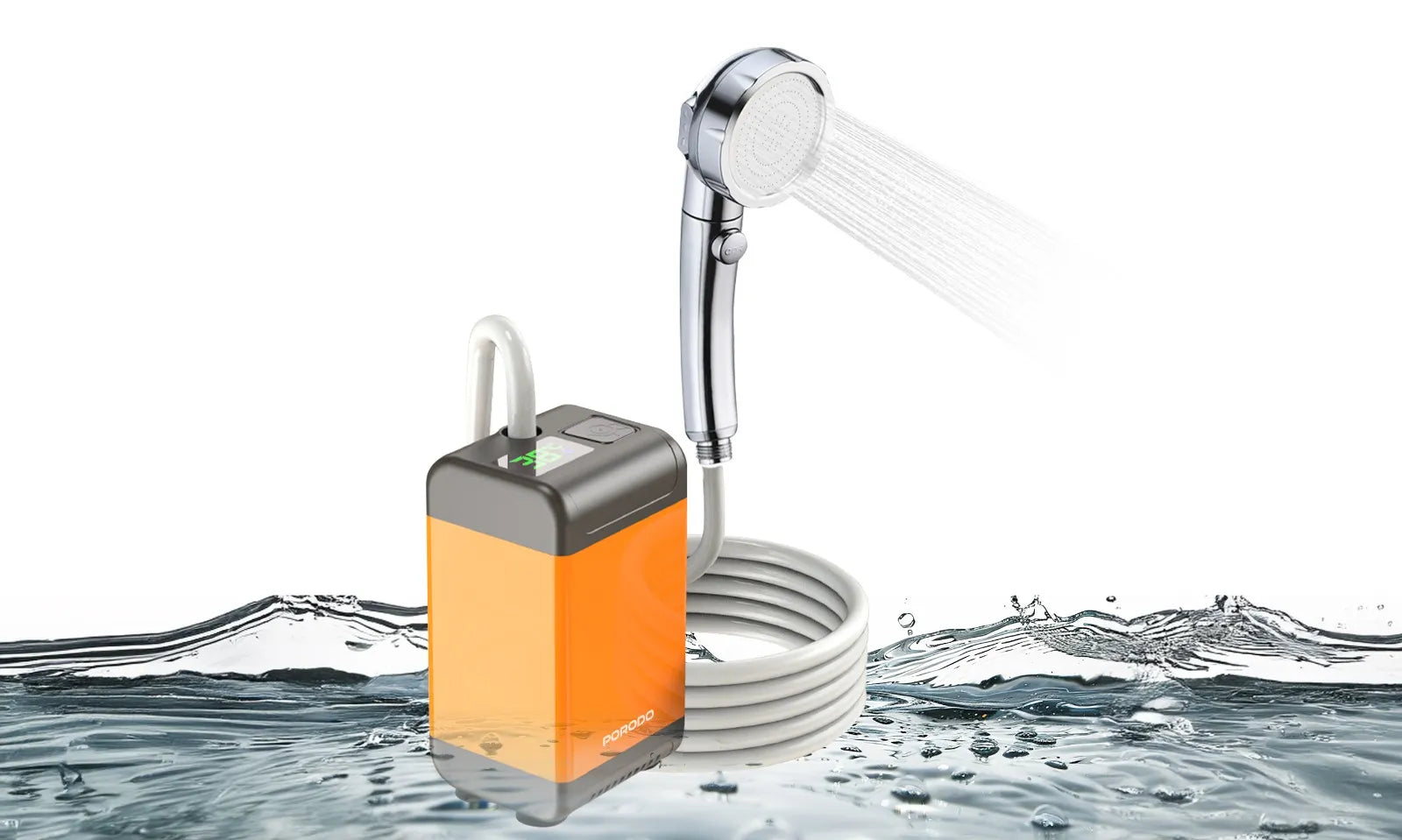 Porodo Lifestyle Portable Electric Shower Pump - Orange