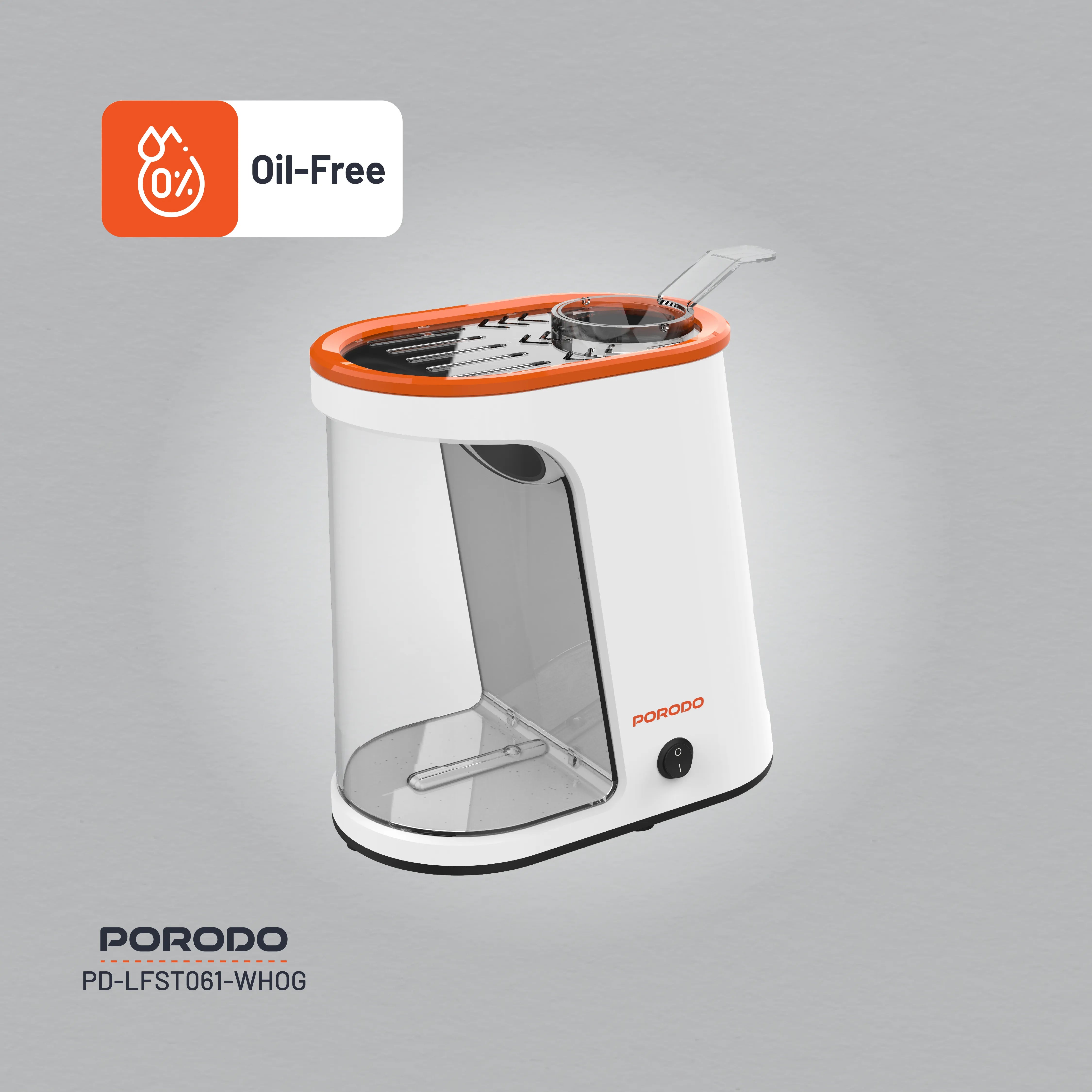 Porodo Lifestyle Air-Popped Popcorn Maker - White/Orange