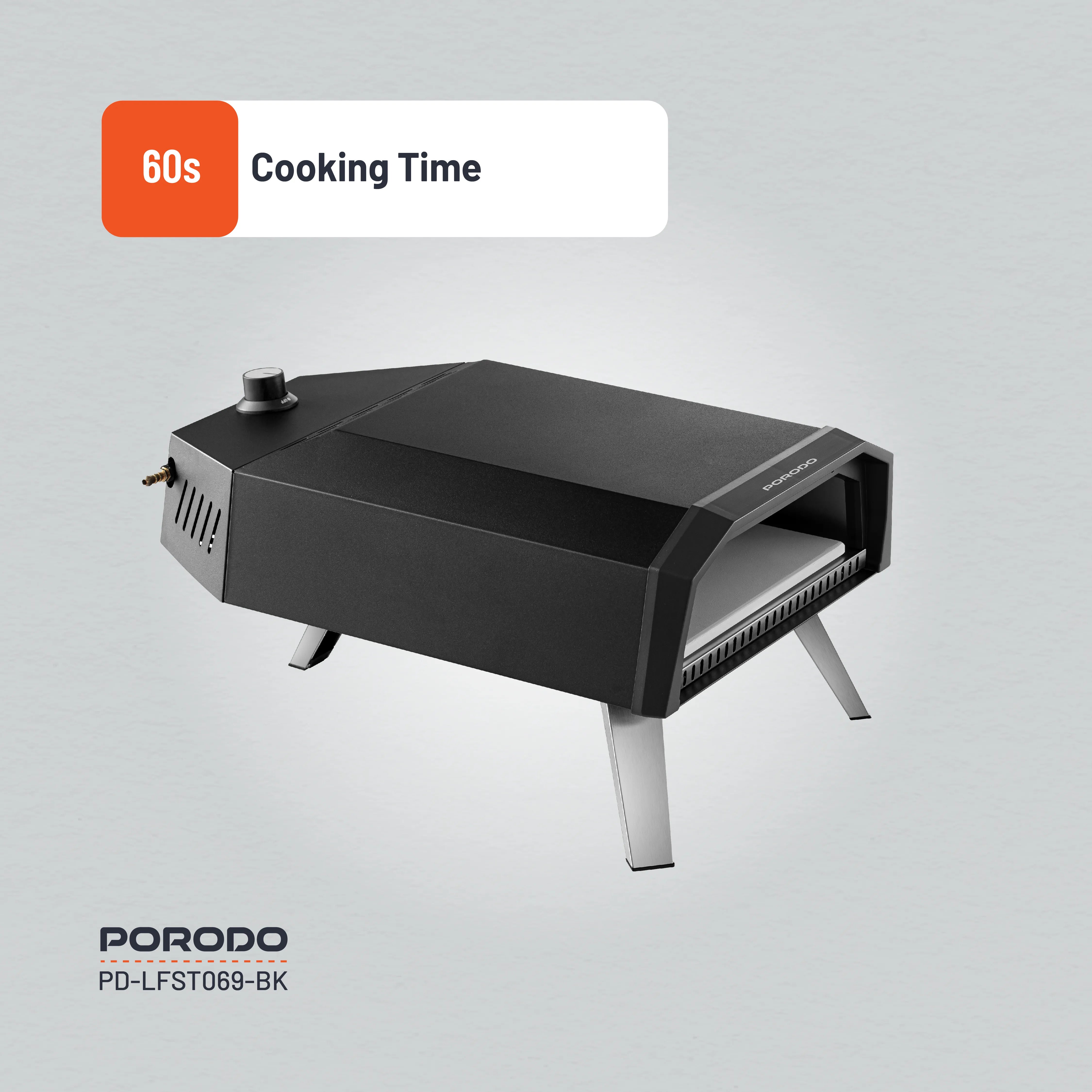 PORODO PORTABLE STAINLESS STEEL PIZZA OVEN WITH FOLDABLE LEGS AND CUTTER