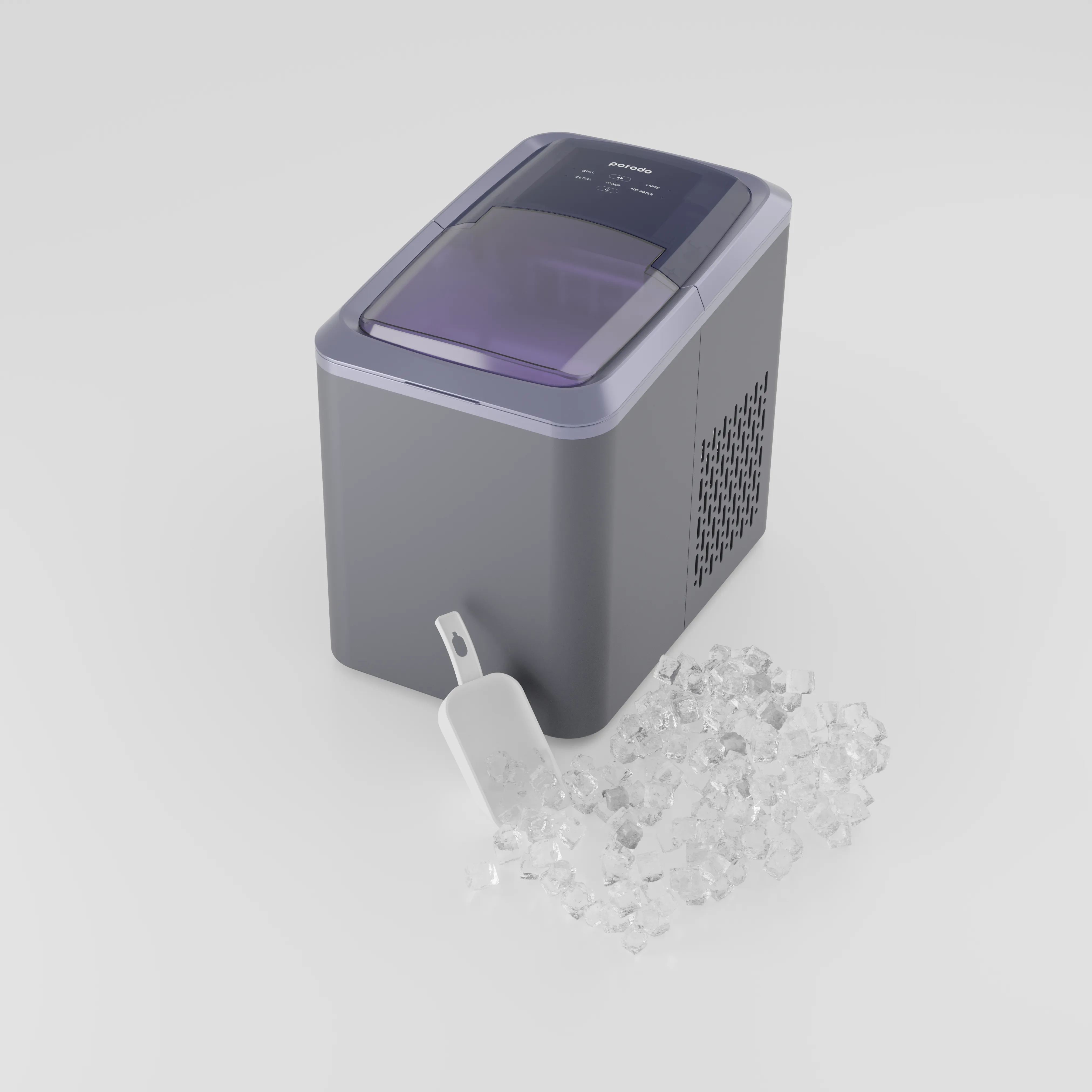 PORODO LIFESTYLE PORTABLE OUTDOOR ICE CUBE MACHINE 2.2L 12KG- DARK GREY