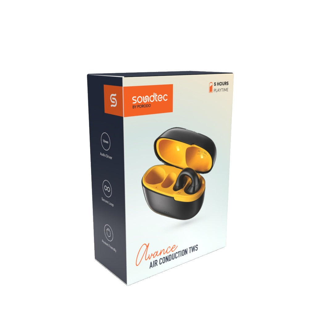 Porodo Soundtec Air Conduction TWS Earbuds - Black / Yellow