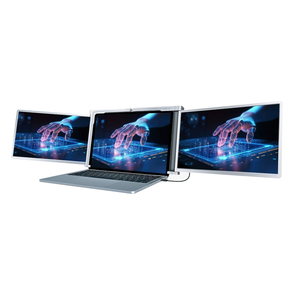 Powerology Dual Screen Portable Monitor- Silver