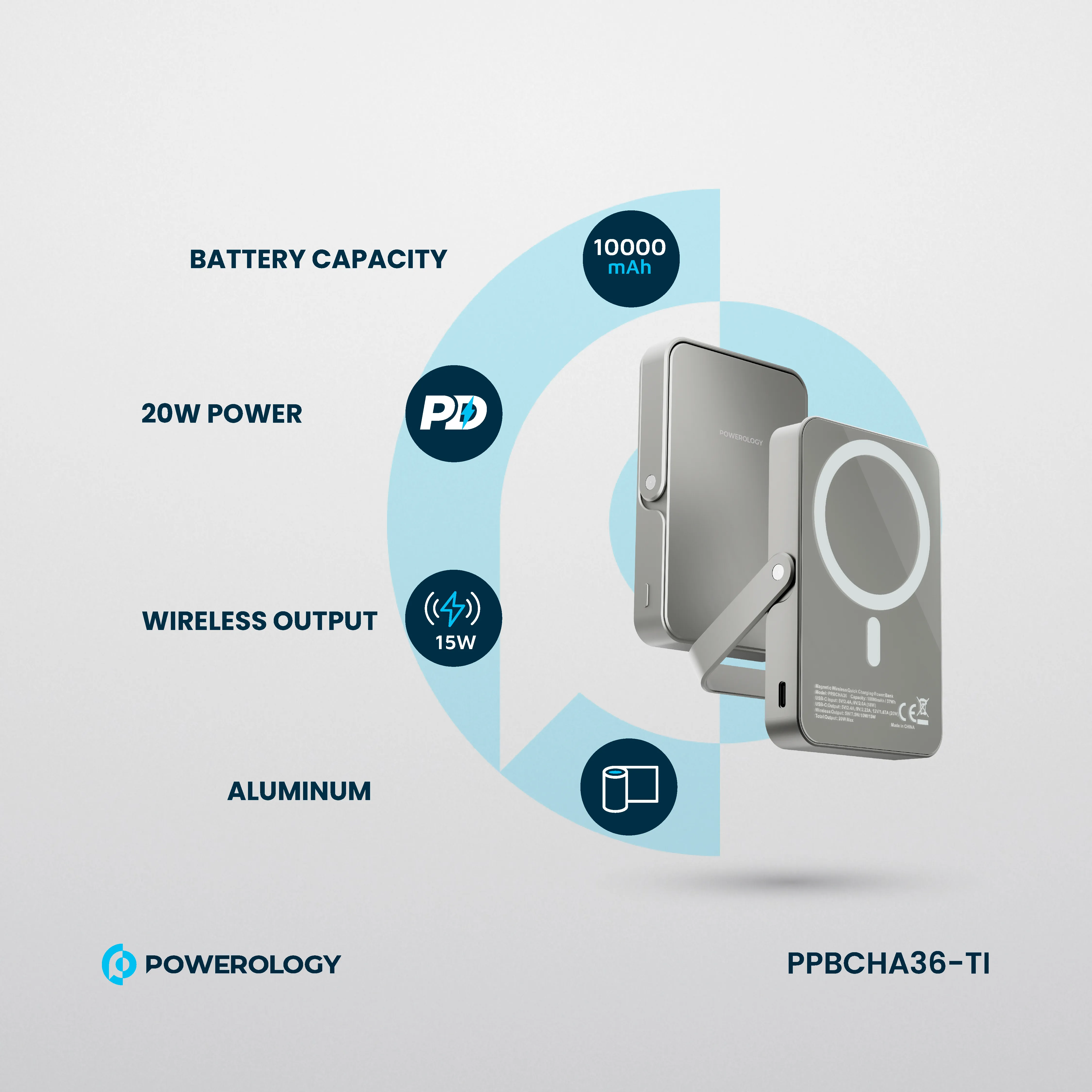 Powerology 10000mAh MagSafe Power Glass Surface