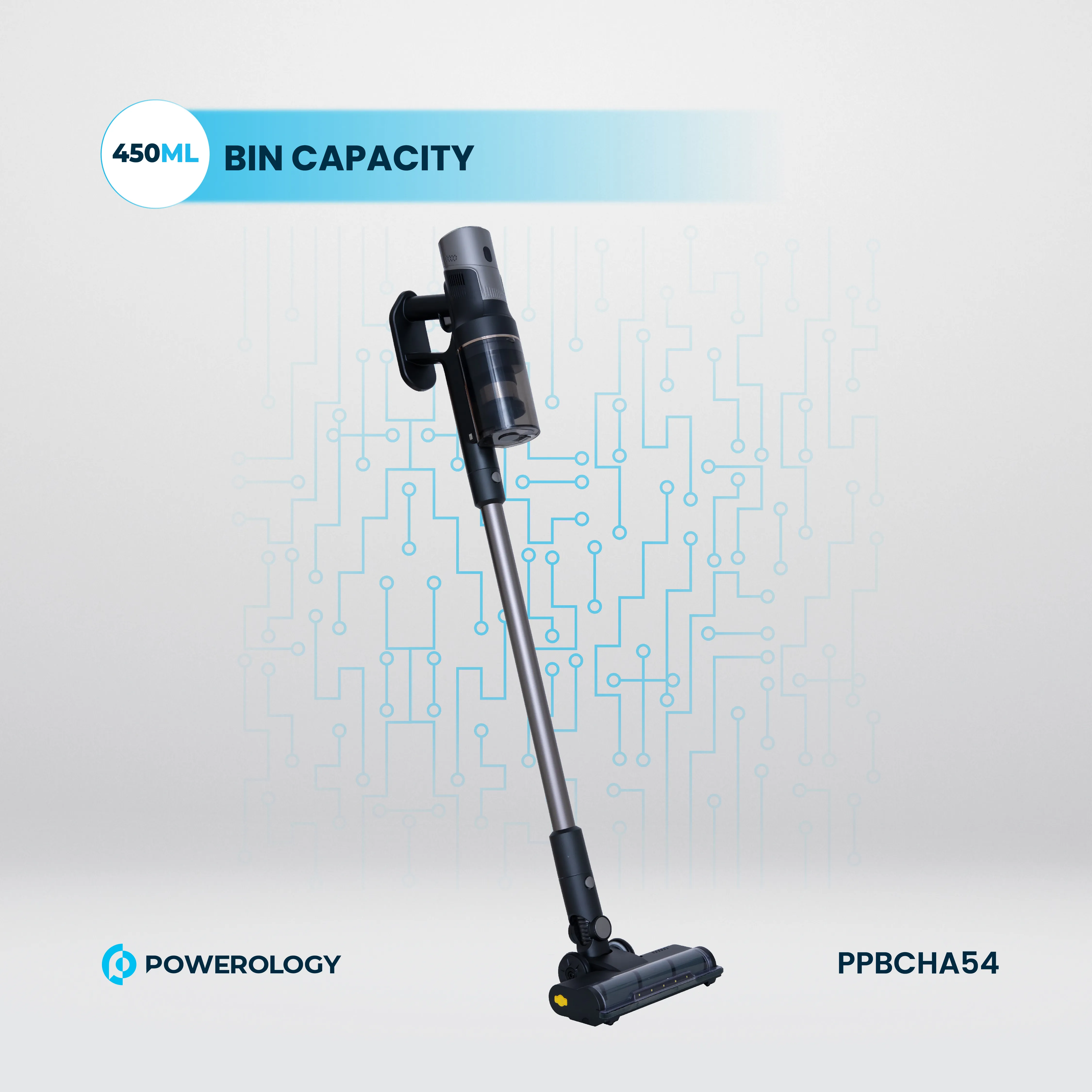 Powerology Cordless Vacuum Auto-Disposal Charging - Black