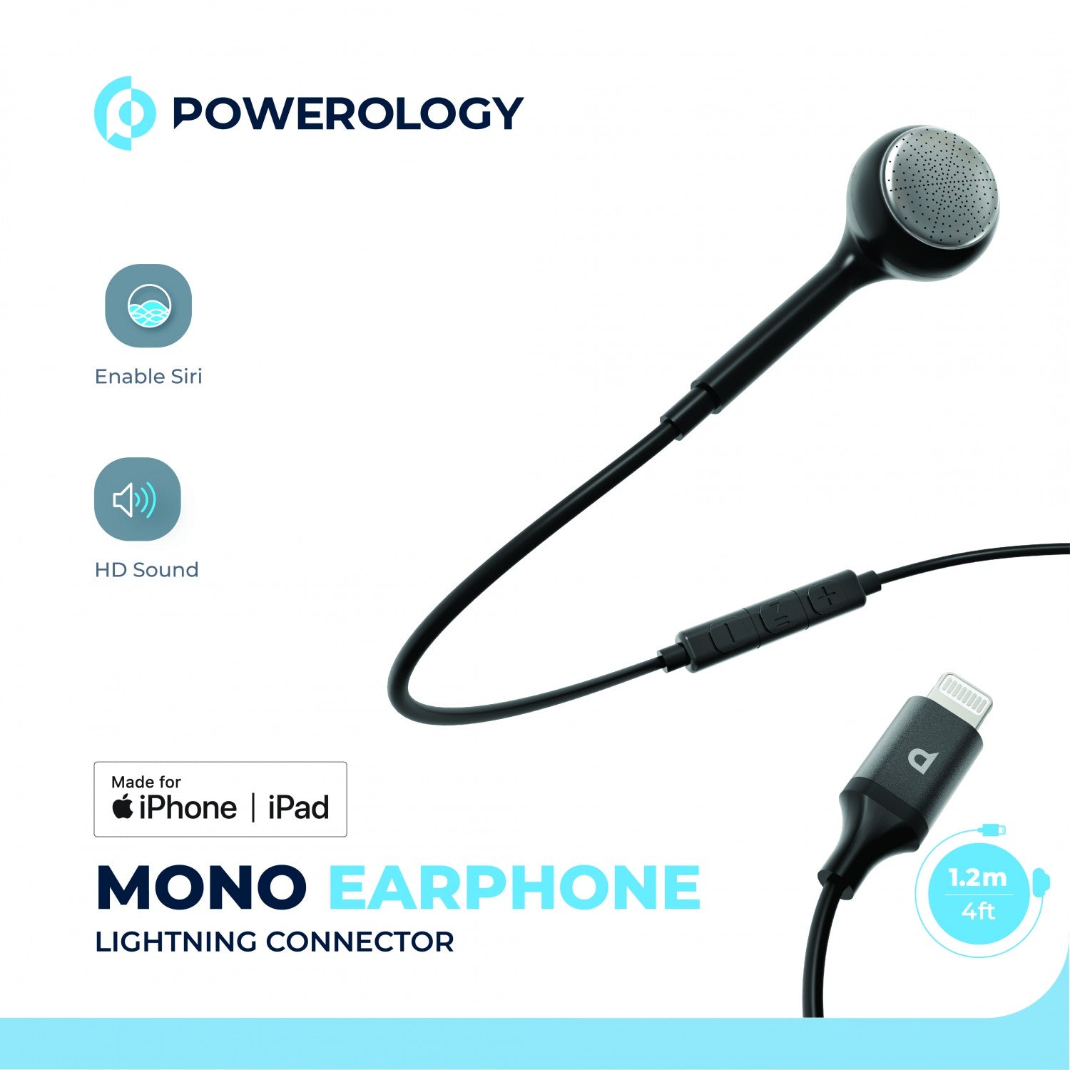 Powerology Mono Earphone Lightning Connector