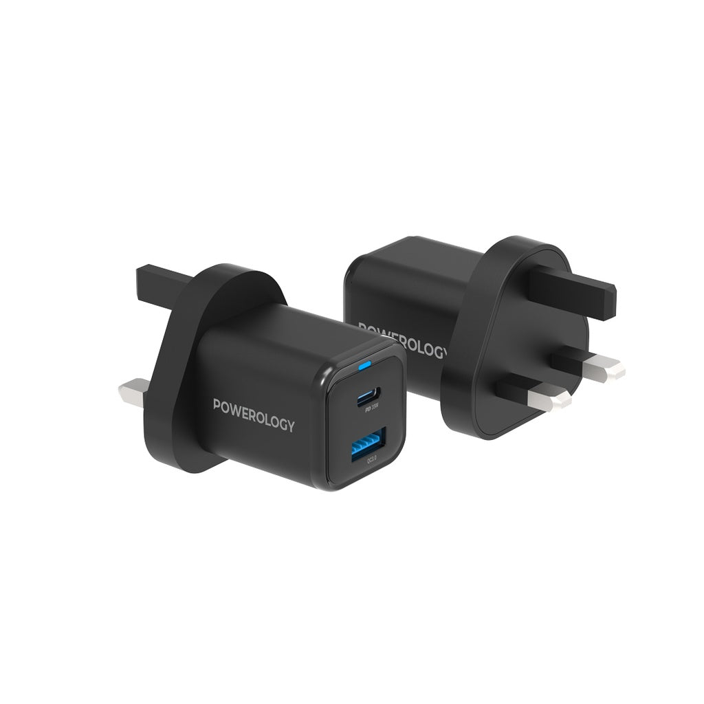 Powerology Super Compact Quick Charger With Braided USB-C To Lightning Cable 1.2m/4ft