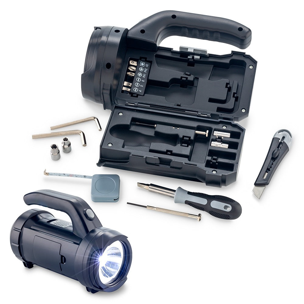 Porodo LifeStyle Outdoor 5W 18 in 1 Flashlight with Toolbox - BlackGrey