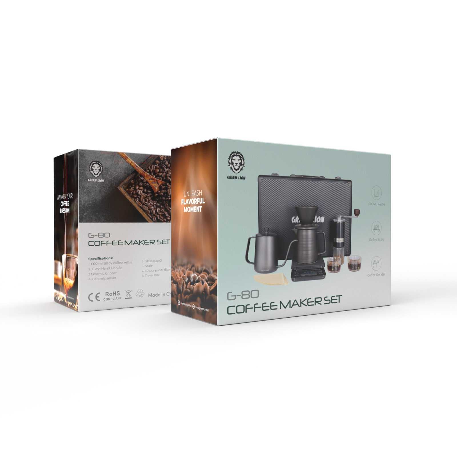 Green Lion G-80 600ml Black 9 in 1 Coffee Maker Set