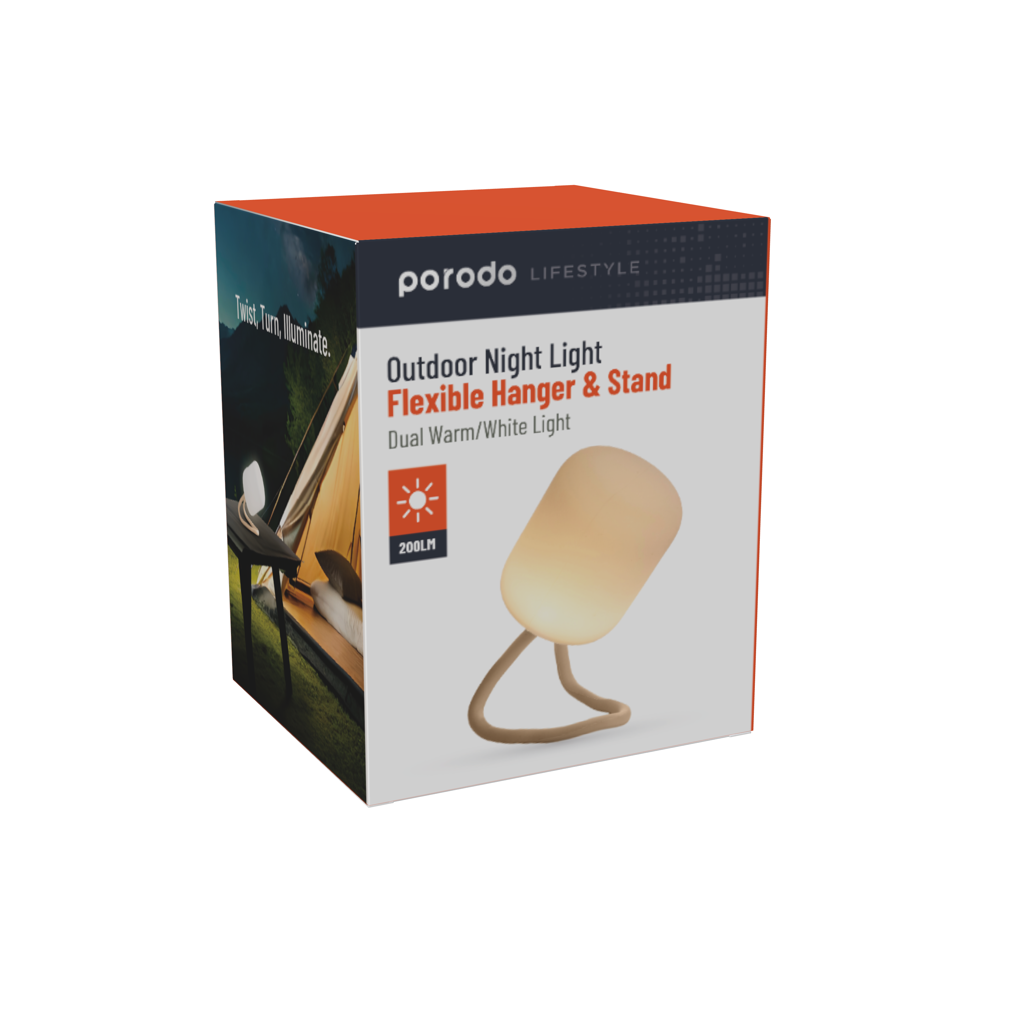 Porodo Lifestyle Soft Silicon Mini Camping Lamp - Light Brown