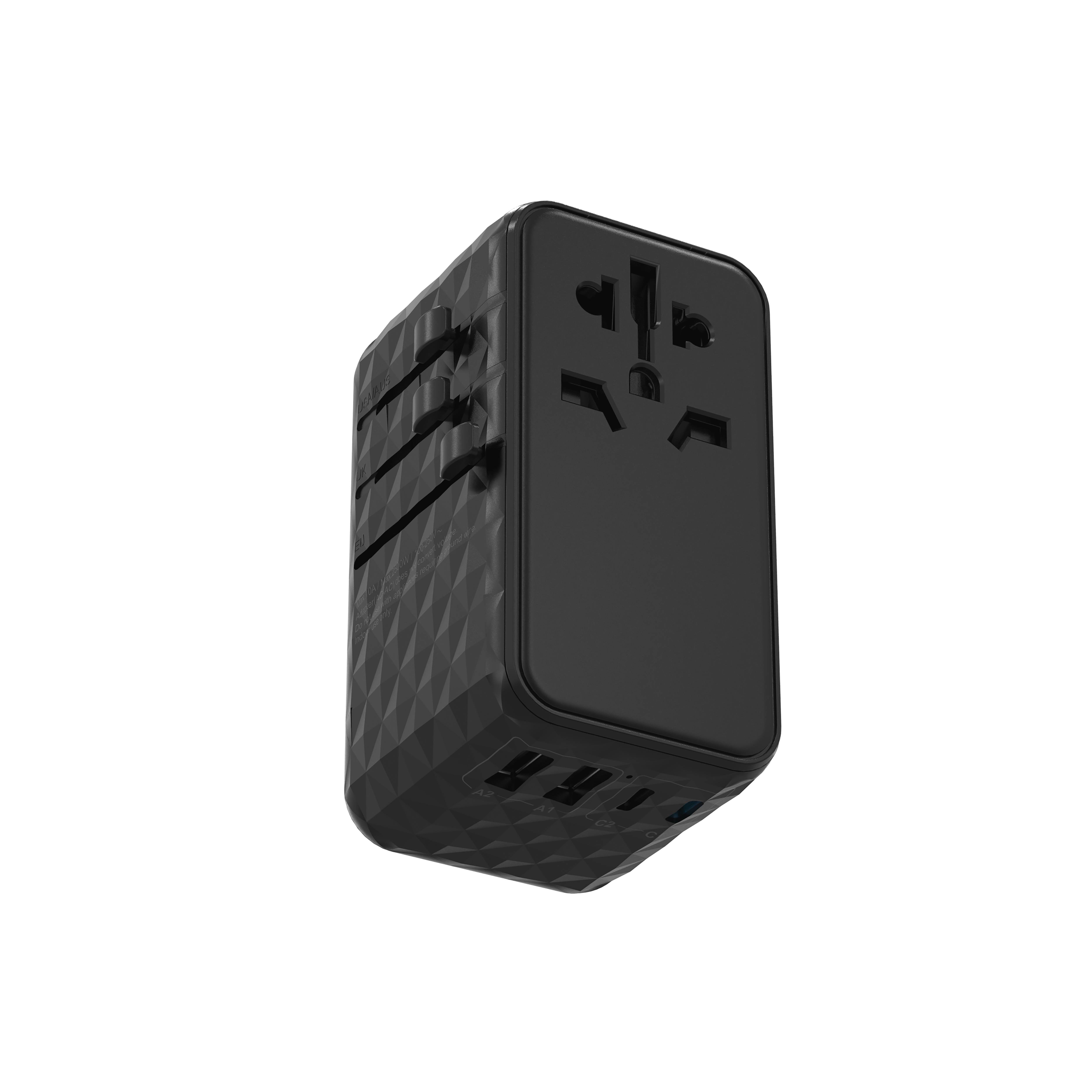 Powerology Universal Adapter 140W X2 Type C port and X2 USB A 15W port - Black