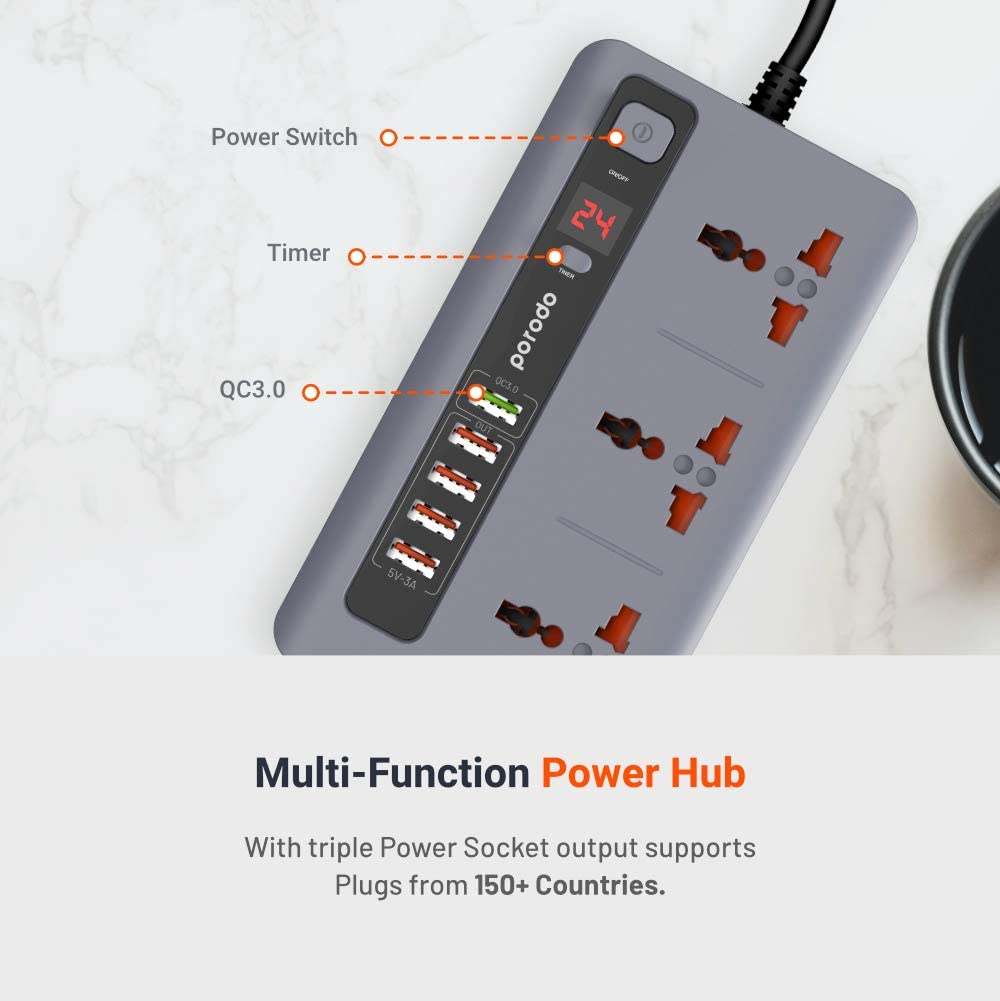 Porodo Fast Charging Power SOCKET & USB HUB