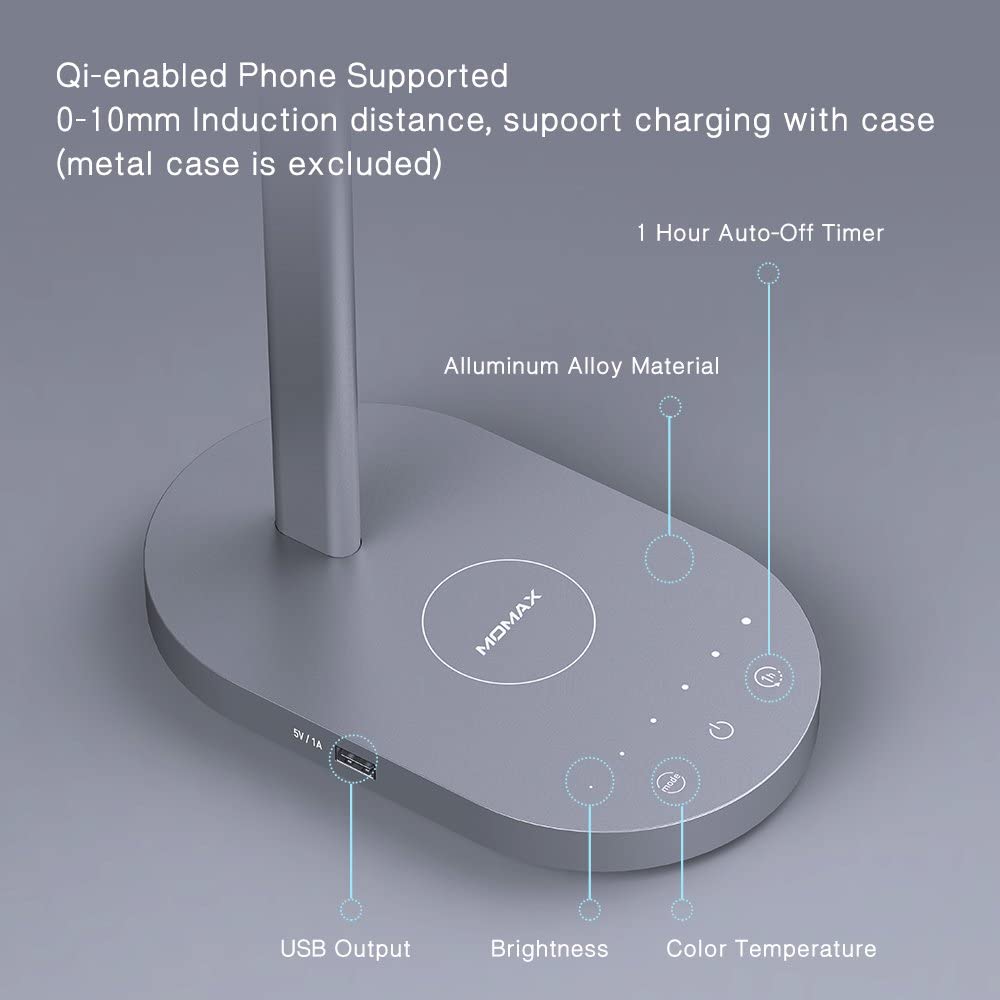 Momax Q.Led Desk lamp with wireless charging base (10W)