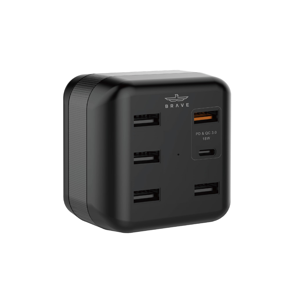 Brave 6 ports Smart Power Adapter PD+QC 3.0