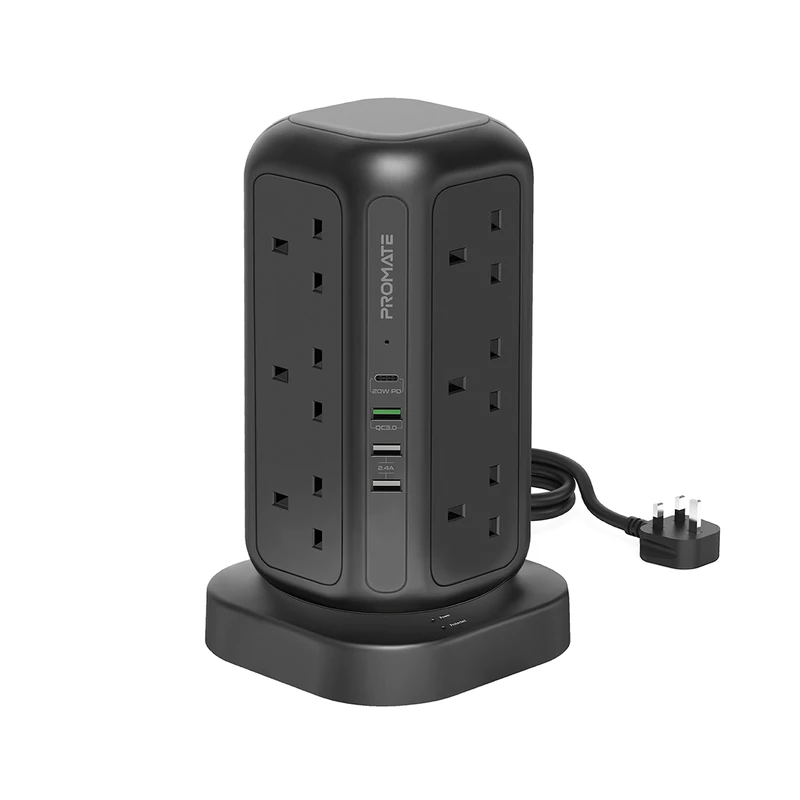 Promate 16-in-1 Multi-Socket Surge Protected Power Tower